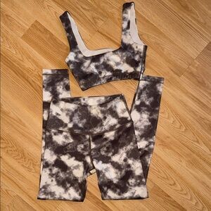 Tan Lines Tie-Dye Sports Bra and Leggings Set 2 Piece Set Small Brown Tan
